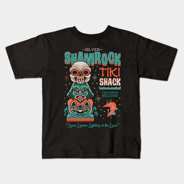 Silver Shamrock Tiki Shack - Creepy Cute Spooky Halloween - Vintage Surf Kids T-Shirt by Nemons